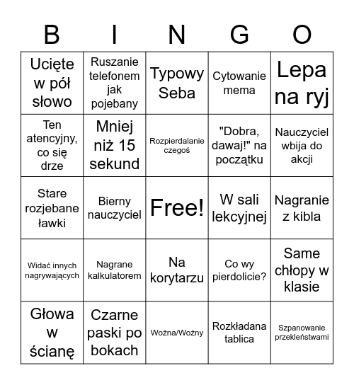 FILMICZKI SZKOLNE Bingo Card