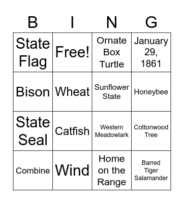 Kansas Day Bingo Card