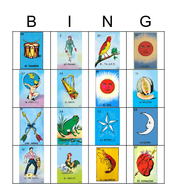 Belvedere Loteria Bingo Card