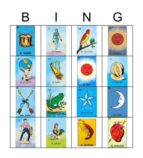 Belvedere Loteria Bingo Card