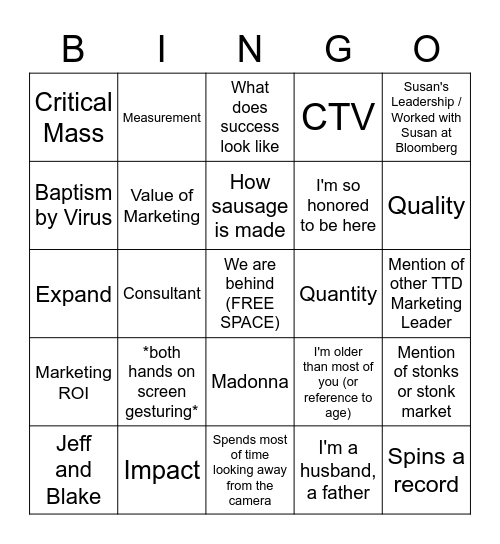 Vision Sync Bingo Card