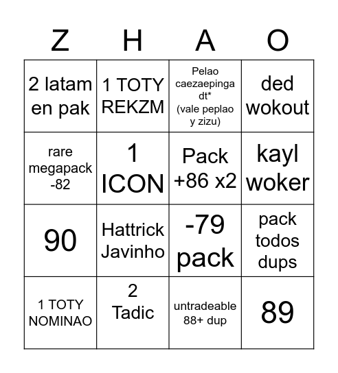 Tadic x25 Bingo Card