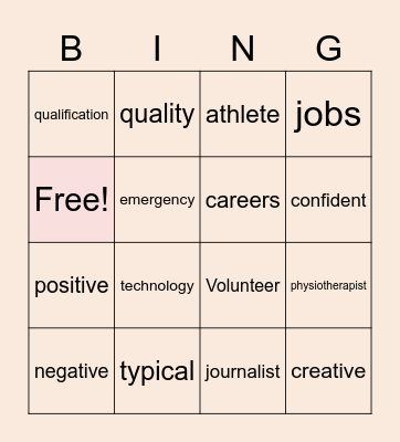 people and their  jobs Bingo Card