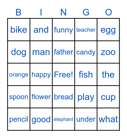Edmark Bingo Card