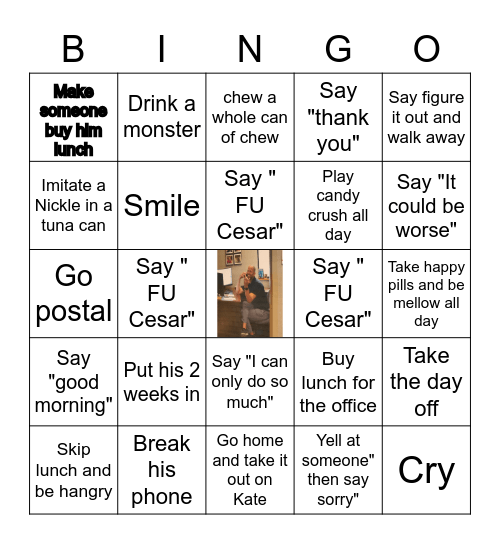 What is Ben gonna do today Bingo Card