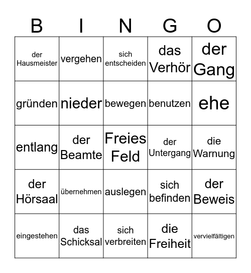 SGH Wortschatz - S201-203 Bingo Card