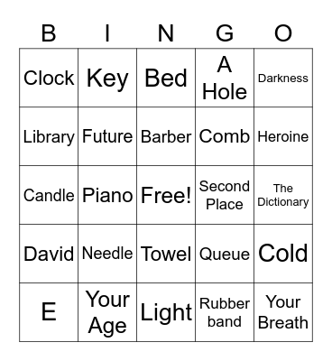 Riddle Bingo Card