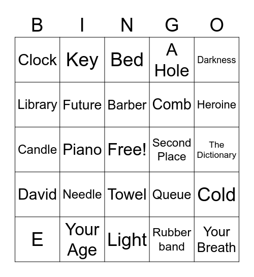 Riddle Bingo Card