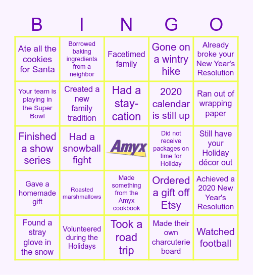 AMYX WINTER BINGO Card