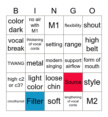 sing & belt Bingo Card
