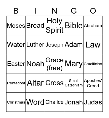 Lutheran Bingo Card
