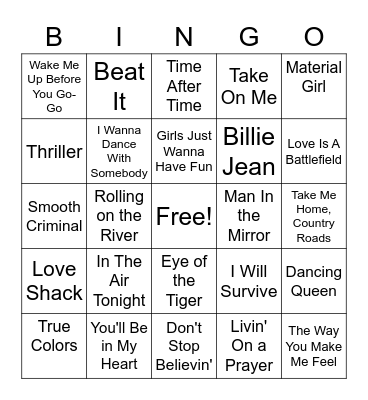 Bonnie's Bingo Card