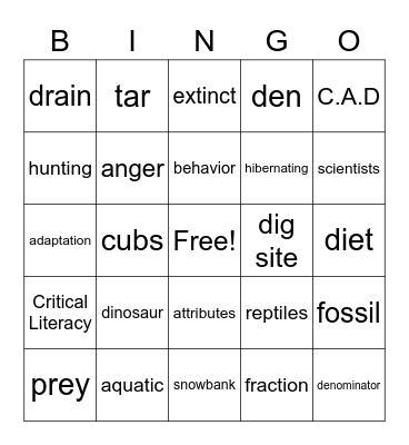 Jan. 29 - Rm. 12 Bingo ! Bingo Card