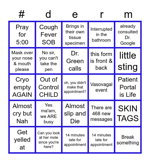 Derm Days Bingo Card