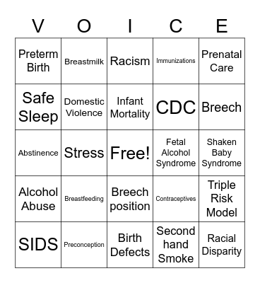 COMMUNITY VOICE Bingo Card
