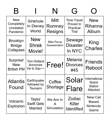 2021 Bingo Sheet Bingo Card