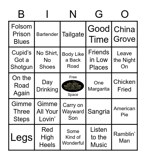 Country & Classic Rock Bingo Card