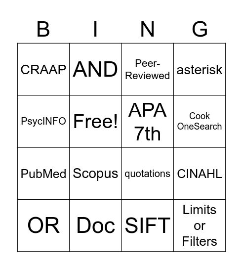 Library Literacy Bingo Card