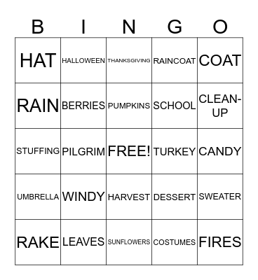 FALL BINGO Card