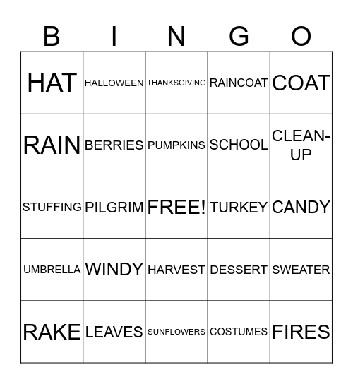 FALL BINGO Card
