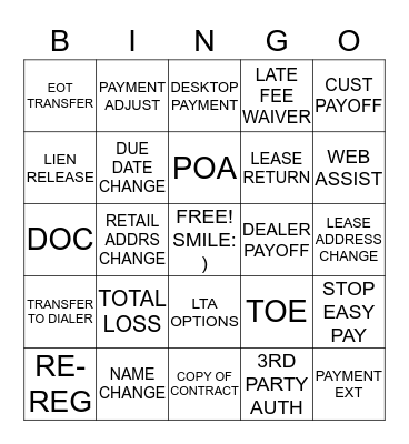 **STAR BINGO Card