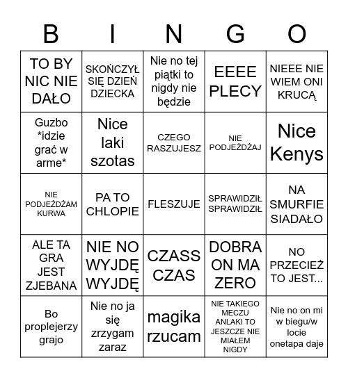 ProTaps Bingo Card