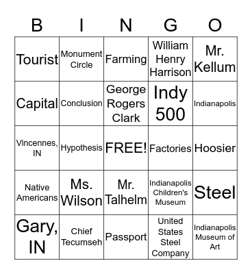 Indiana Review Bingo Card