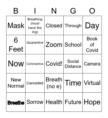 Breathing Through Covid Bingo Card