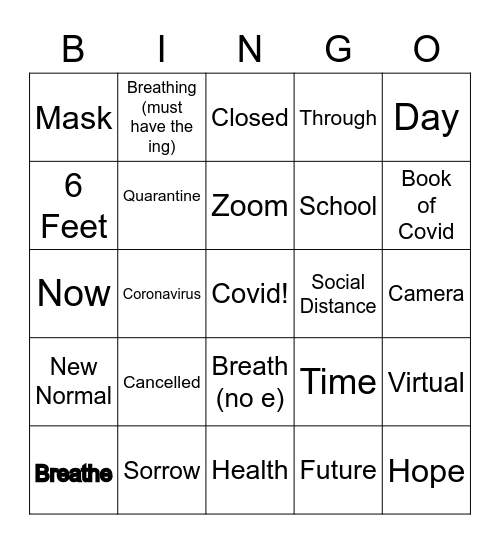Breathing Through Covid Bingo Card