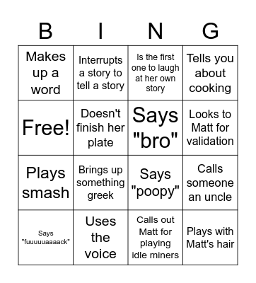Adara's Birthday Bingo Card