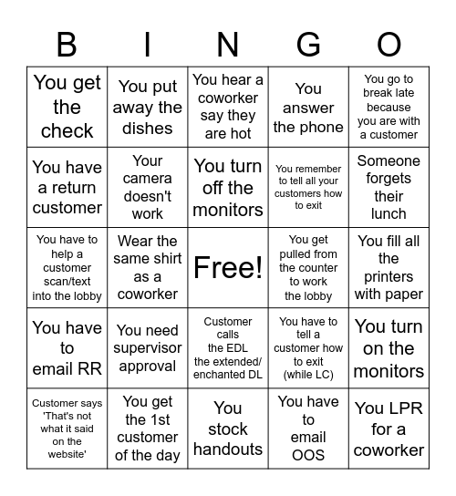 DOL BINGO Card