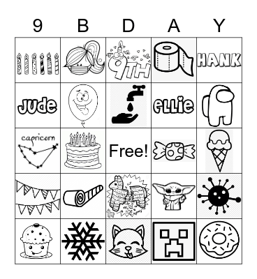 Triplet's 9th Birthday Bingo! Bingo Card