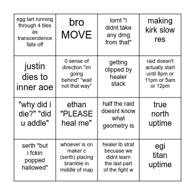 did we really clear e9s Bingo Card