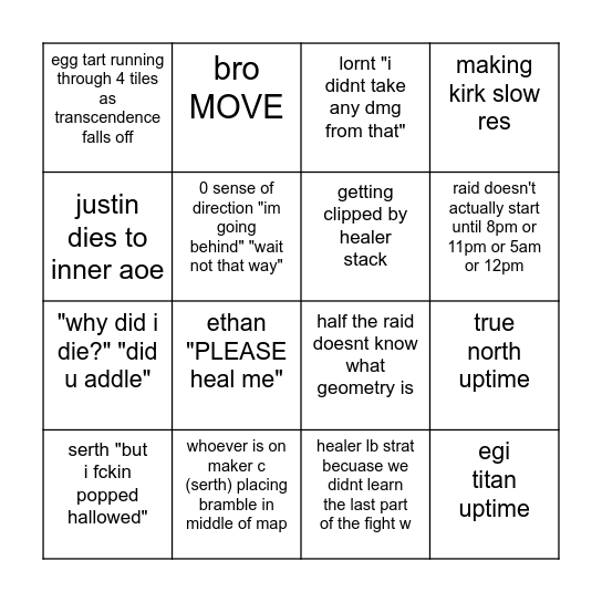 did we really clear e9s Bingo Card