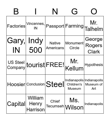 Indiana Review Bingo Card