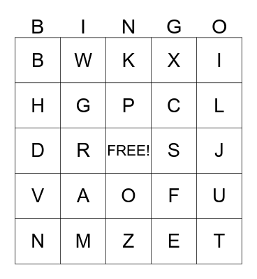 ALPHABET BINGO Card