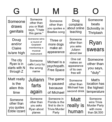 New Orleans Expat Bingo Card