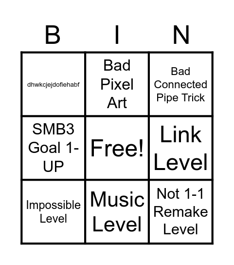 SMM2 Easy Endless Bingo Card