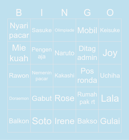 Sohee Bingo Card