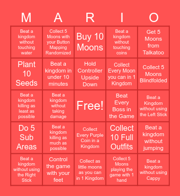 Super Mario Odyssey Bingo Board Bingo Card