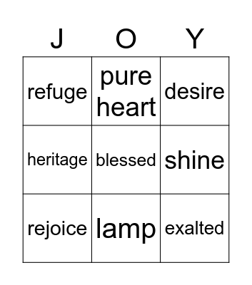 Psalms: Words from favourite verses Bingo Card