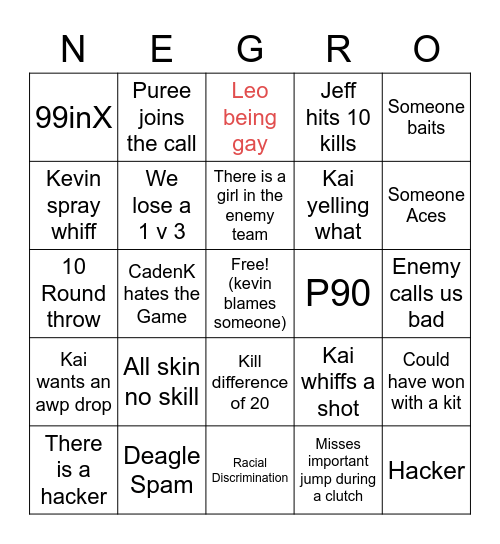 CS (bin)GO Bingo Card