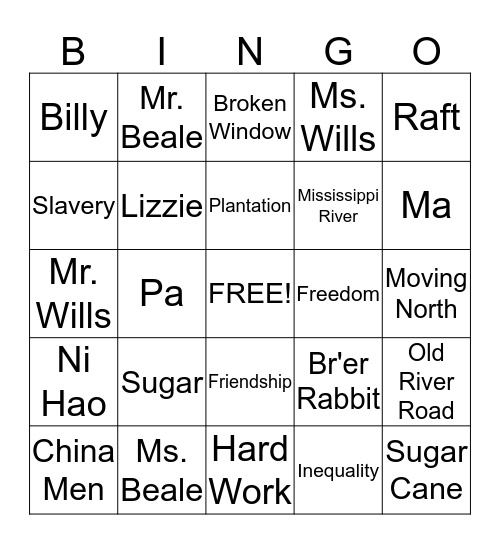 SUGAR Bingo Card