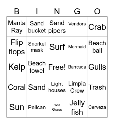 Puerto Morelos Beach Bingo Card