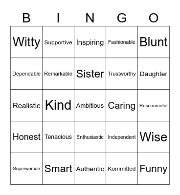 Kofo is... Bingo Card