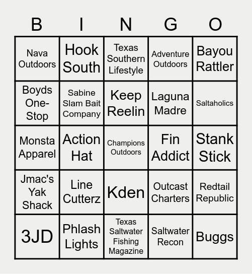 2021 Galveston County Fishing and Outdoors Show Bingo Card