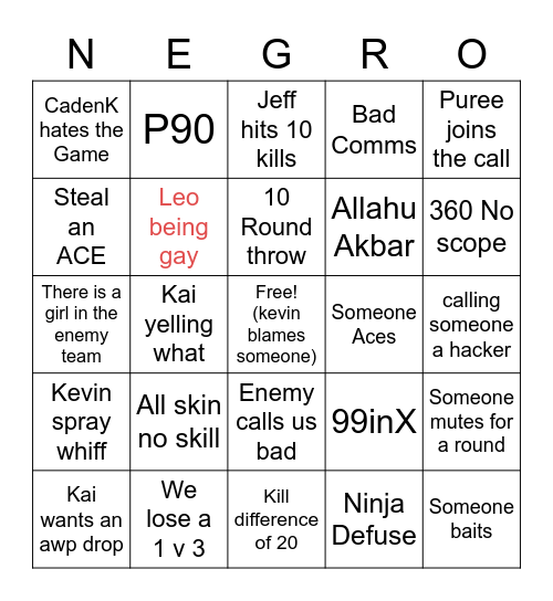 CS (bin)GO Bingo Card