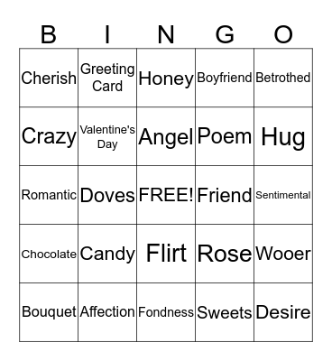 Valentine's Day Bingo Card