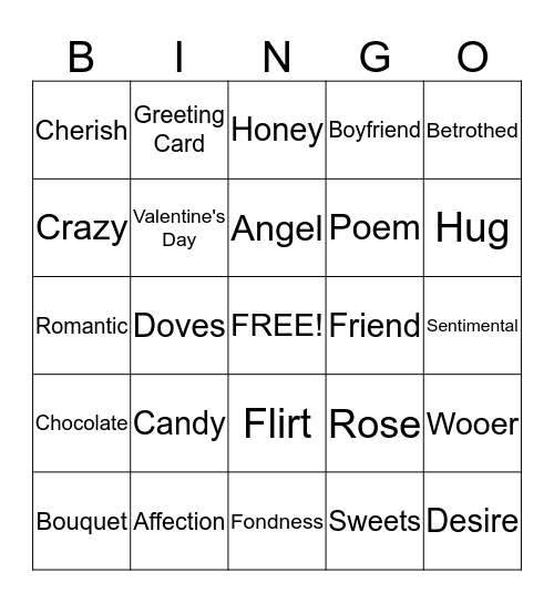 Valentine's Day Bingo Card