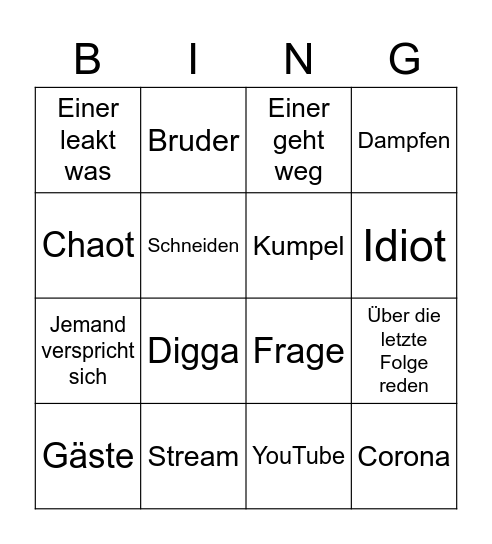 Idioten Bingo Card